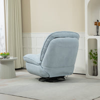 360 Swivel Recliner Adjustable Chair Chenille Glider Swivel Reclining Sofa Chair With Black Metal Round Base Blue Baby Blue Foam Upholstered