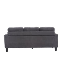 Velvet Sectional Couchl Shaped Sofa With Ottoman For Small Apartment Dark Gray Velvet 3 Seat