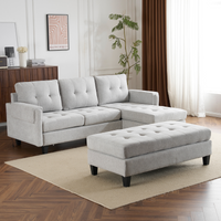 83.4" L Shaped Sofa Sectional Couch Sofa Bed With Two Usb Ports, A Movable Ottoman And A Reversible Chaise Lounge For Living Room, Grey Grey Foam Chenille 5 Seat