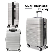 3 Piece Luggage Set Travel Lightweight Suitcases With Rolling Wheels,Tsa Lock & Abs Hard Shell ,Carry On Luggages For Business, Trip, 20 24 28 Silver Grey Abs