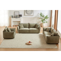 3 Seater 3 Seater 1 Seater Combo Sofa Modern Living Room Sofa, Linen Fabric Sofa, Wooden Frame With 5 Pillows, Apartment Sofa Furniture Light Green Linen Wood Primary Living Space Pine Foam Fabric 7 Seat