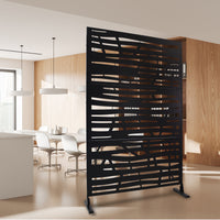 Outdoor & Indoor Privacy Screen Metal Privacy Screen 76" H 48" W, Freestanding Decorative Privacy Screen For Deck Balcony Patio, Privacy Fence Panels For Outside Lawn Garden Ps109 Black Black Steel