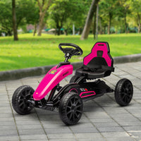 Aosom Kids Pedal Go Kart, Outdoor Ride On Toys With Swing Axle, Adjustable Seat, Handbrake, 4 Shock Absorbing Wheels, Gift For Boys And Girls Aged 3 8 Years Old, Pink Pink Plastic