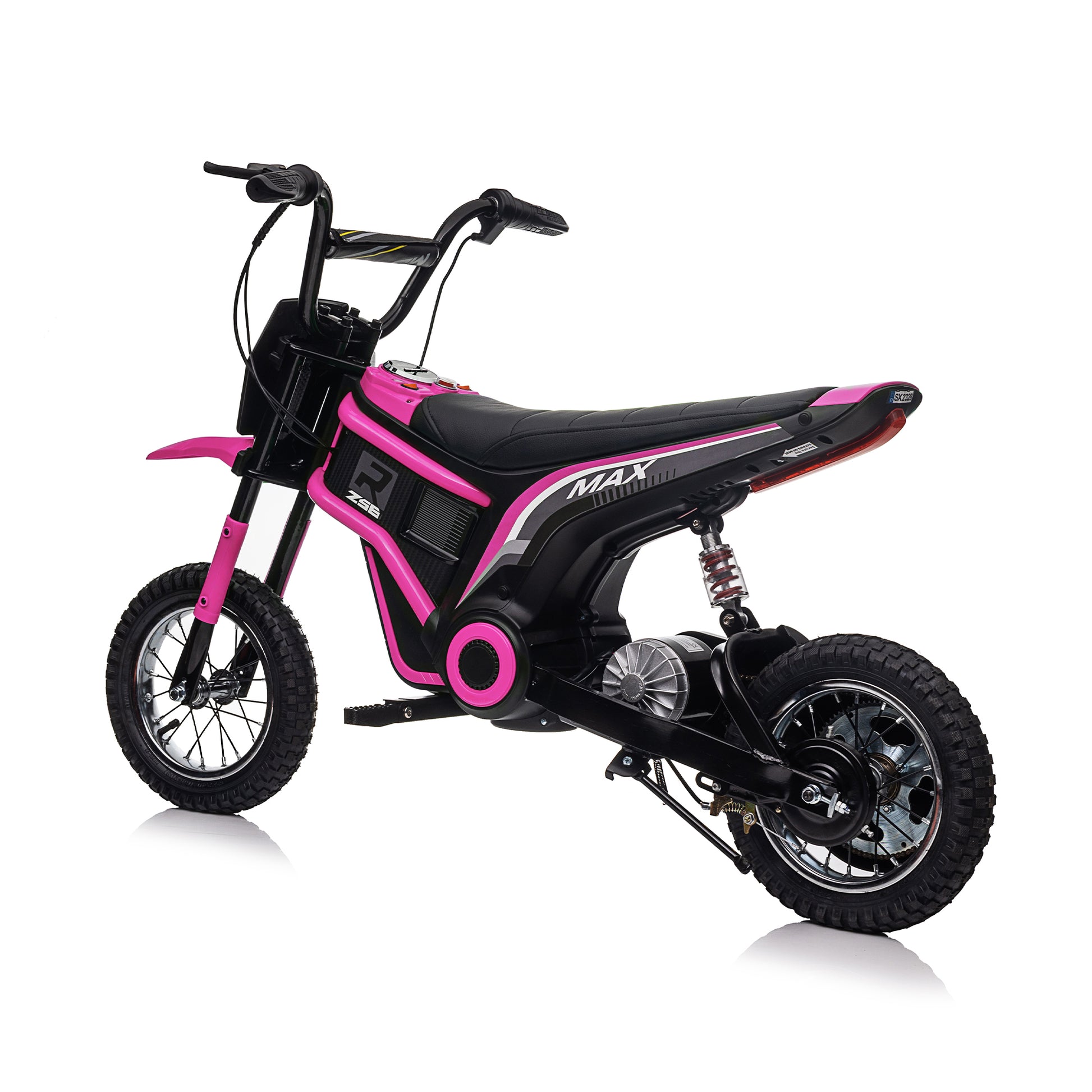 24V14Ah Kids Ride On 24V Electric Toy Motocross Motorcycle Dirt Bike Xxl Large,Speeds Up To 14.29Mph,Dual Suspension, Hand Operated Dual Brakes, Twist Grip Throttle, Authentic Motocross Bike Geometry Pink Polypropylene