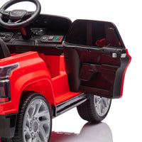 24V Kids Ride On Car W Parents Control,Licensed Chevrolet Silverado,Four Wheel Suspension,Led Lights,Bluetooth,Music,Usb,Mp3,Power Display,Speeds 2.49 3.73Mph For Kids Aged 37 95 Months. Red Plastic