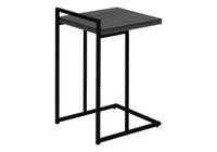 Accent Table, C Shaped, End, Side, Snack, Living Room, Bedroom, Grey Laminate, Black Metal, Contemporary, Modern Grey Particle Board