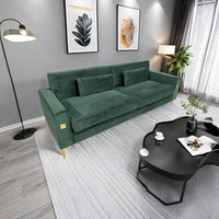 Fx P18 Rg2 Sofa Luxury Emerald Green Velvet Sofa With Gold Accents Modern 3 Seat Couch With Plush Cushions, Perfect For Living Room And Office Decor Retro Green Velvet 2 Seat