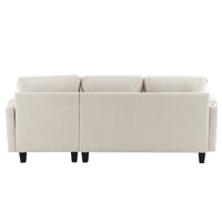 83.4" L Shaped Sofa Sectional Couch Sofa Bed With Two Usb Ports, A Movable Ottoman And A Reversible Chaise Lounge For Living Room, Beige Beige Foam Chenille 5 Seat