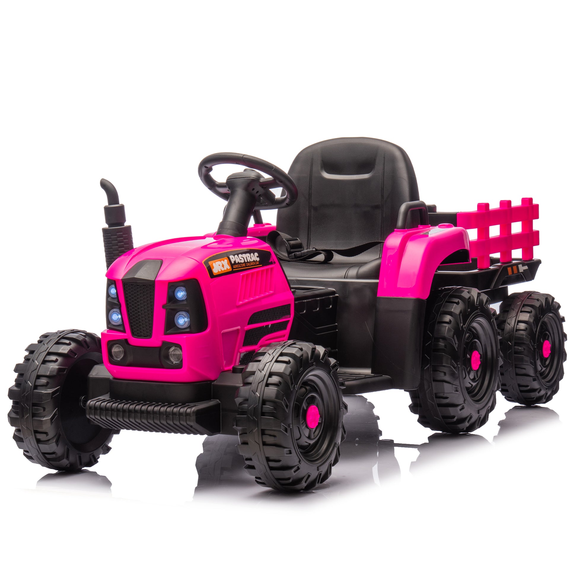 Ride On Tractor With Trailer,24V 400W Powered Electric Tractor Toy W Remote Control,Electric Car For Kids,Three Speed Adjustable,Power Display, Usb,Mp3 ,Bluetooth,Led Light,Two Point Safety Belt. Rose Pink 50 99 Lbs Polypropylene