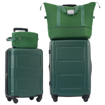 2 Piece Luggage Set With Bags Expanable Spinner Wheels Abs Lightweight Suitcase With Tsa Lock 20Inch 24Inch Green Abs