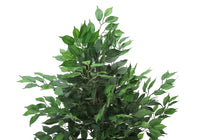 Artificial Plant, 58" Tall, Ficus Tree, Indoor, Faux, Fake, Floor, Greenery, Potted, Decorative, Green Leaves, Black Pot Green Plastic