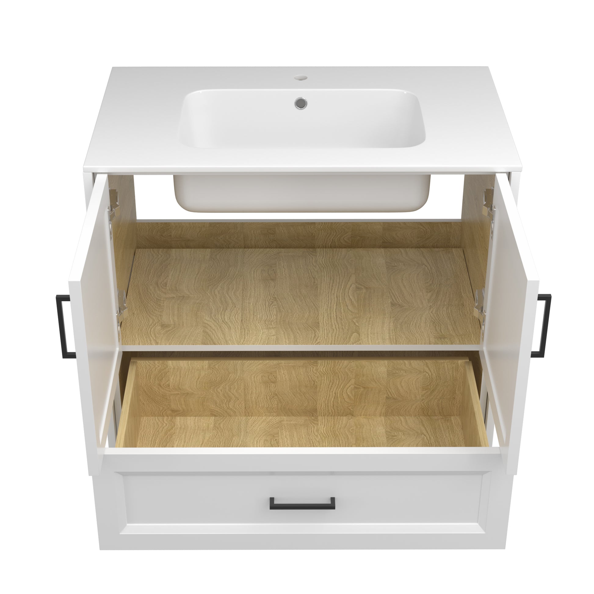 Solid Wood 36 Inch Bathroom Vanity With Single Sink Combo, Modern Vanity Cabinet With 2 Soft Closing Doors & 1 Full Extension Dovetail Drawer White 1 White 2 1 36 To 47 In 32 To 35 In Soft Close Doors Bathroom Freestanding Luxury,Modern 20 25 Inches