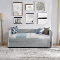 Daybed With Trundle Upholstered Tufted Sofa Bed, Twin Size, Boucle Fabric, Grey 83"X43"X29.5" Grey Boucle