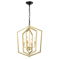 4 Light Farmhouse Kitchen Chandeliers, Vintage Cage Light Fixture Adjustable Height Chandeliers For Dining Room Hallway Foyer Entryway E12 Bulbs Not Included Gold Matte Black Gold Matte Black