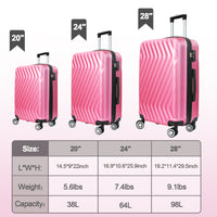 Hardside Lightweight Luggage Featuring 4 Spinning Wheel Robust Abs And Secure Tsa Lock Luggage Set 3 Pieces 20 24 28 Inches Women And Men Pink Abs