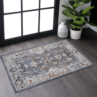 Naar Payas Collection 2X3 Blue Traditional Non Shedding Living Room Bedroom Dining Home Office Stylish And Stain Resistant Area Rug Blue Polyester