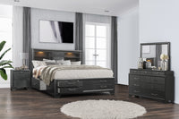 Civic Grey Queen Bed Gray Solid Wood Mdf