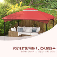 Outsunny 10' X 12' Gazebo Canopy Replacement, 2 Tier Outdoor Gazebo Cover Top Roof With Drainage Holes, Top Only , Wine Red Red Polyester