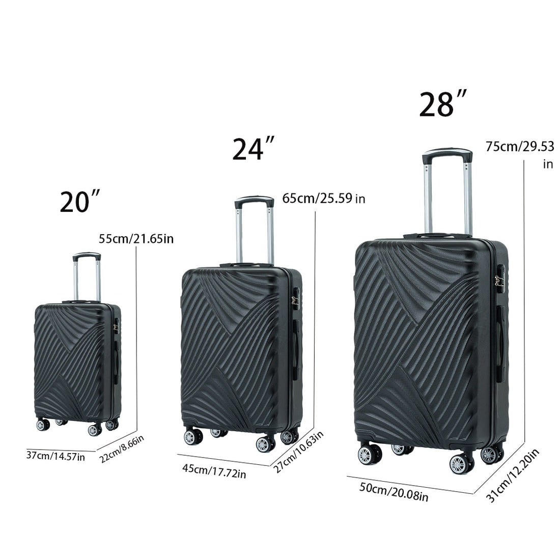 Three Piece Hard Shell Soft Edge Luggage With Rotating Wheels, 360 Degree Rotating Four Wheel Luggage, Lightweight, Suitable For Travel Luggage And Suitcases. 3 Piece Suitcase Set 20 24 28 Inch