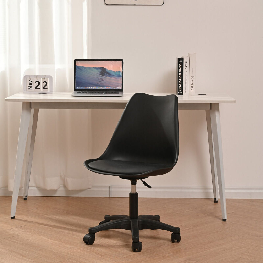 Black Pp With Wheels Adjustable Height Office