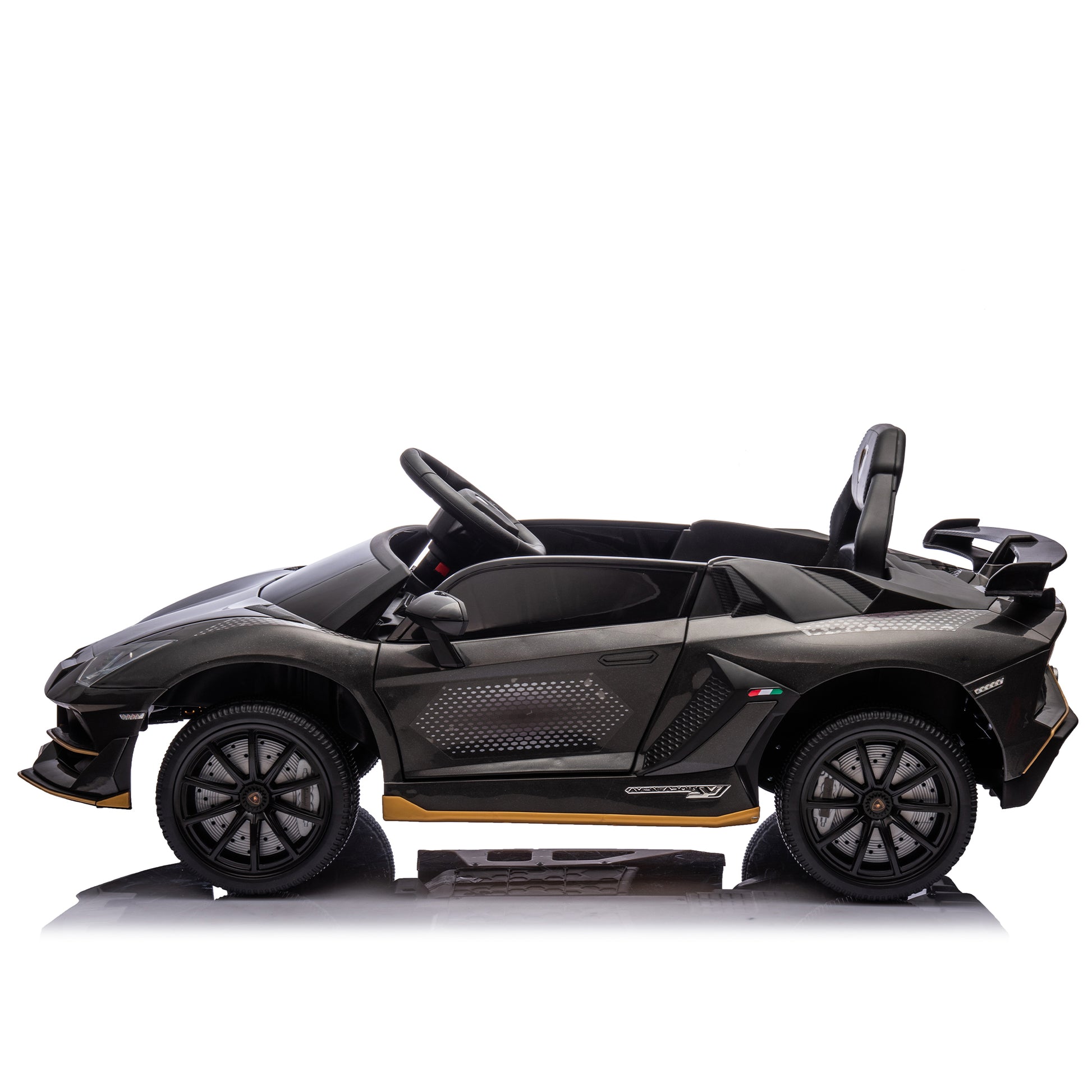 12V Kids Ride On Car W Parents Remote Control,Licensed Lamborghini Aventador Xago,Hydraulic Pressure Door,Slow Start,Early Education,Bluetooth,Adjustable Volume,Mp3,Usb,Led Lights For Kids Aged 3 8. Black 50 99 Lbs Polypropylene