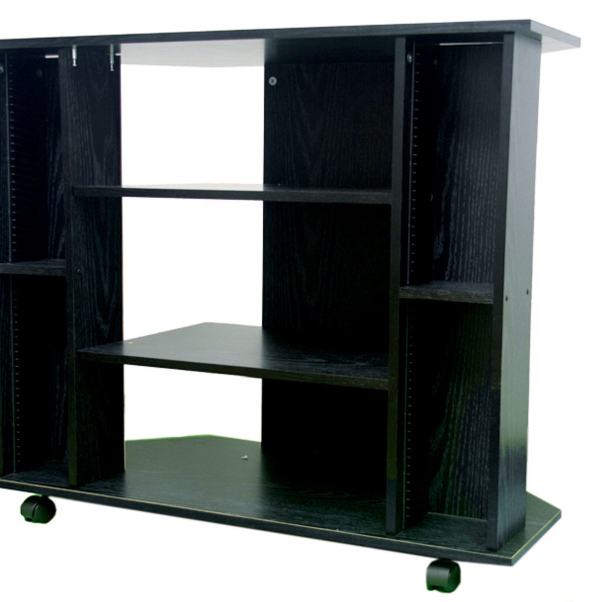35" X 30" Wooden Tv Stand, Black Finish Black Wood