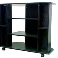 35" X 30" Wooden Tv Stand, Black Finish Black Wood
