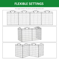 Outsunny Garden Decorative Fence Panel, 4 Pack, 44 X 36 Inch, Linear Length 12 Feet, Steel Border Folding Fence For Garden Landscaping Black Steel