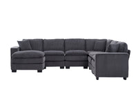 Modern U Shaped 6 Seat Sectional Sofa Couch With One Ottoman And Three Toss Pillows ,Modular Sofa For Living Room,Corduroy Sofa Grey Corduroy 7 Seat