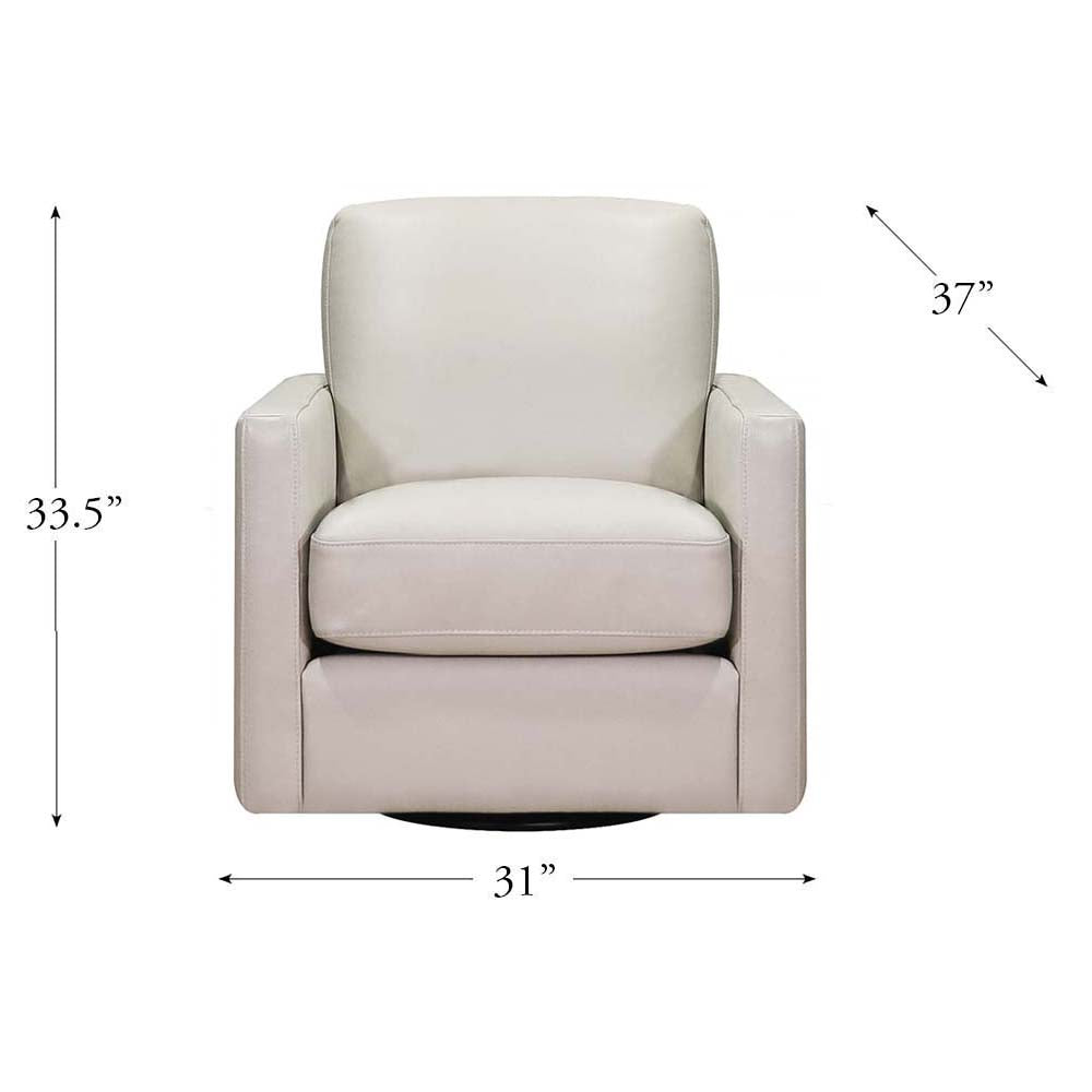 Dillon Swivel Leather Chair Beige Memory Foam Genuine Leather