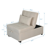 Folding Ottoman Sofa Bed Beige Beige Wood