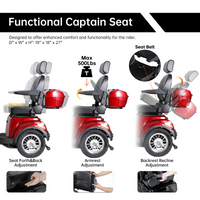 Xl3D4L Electric Mobility Recreational Travel Scooter For Adults,Mobility Scooters For Seniors, 4 Wheel Powered Mobility Scooters Red Abs Pc Abs Pc