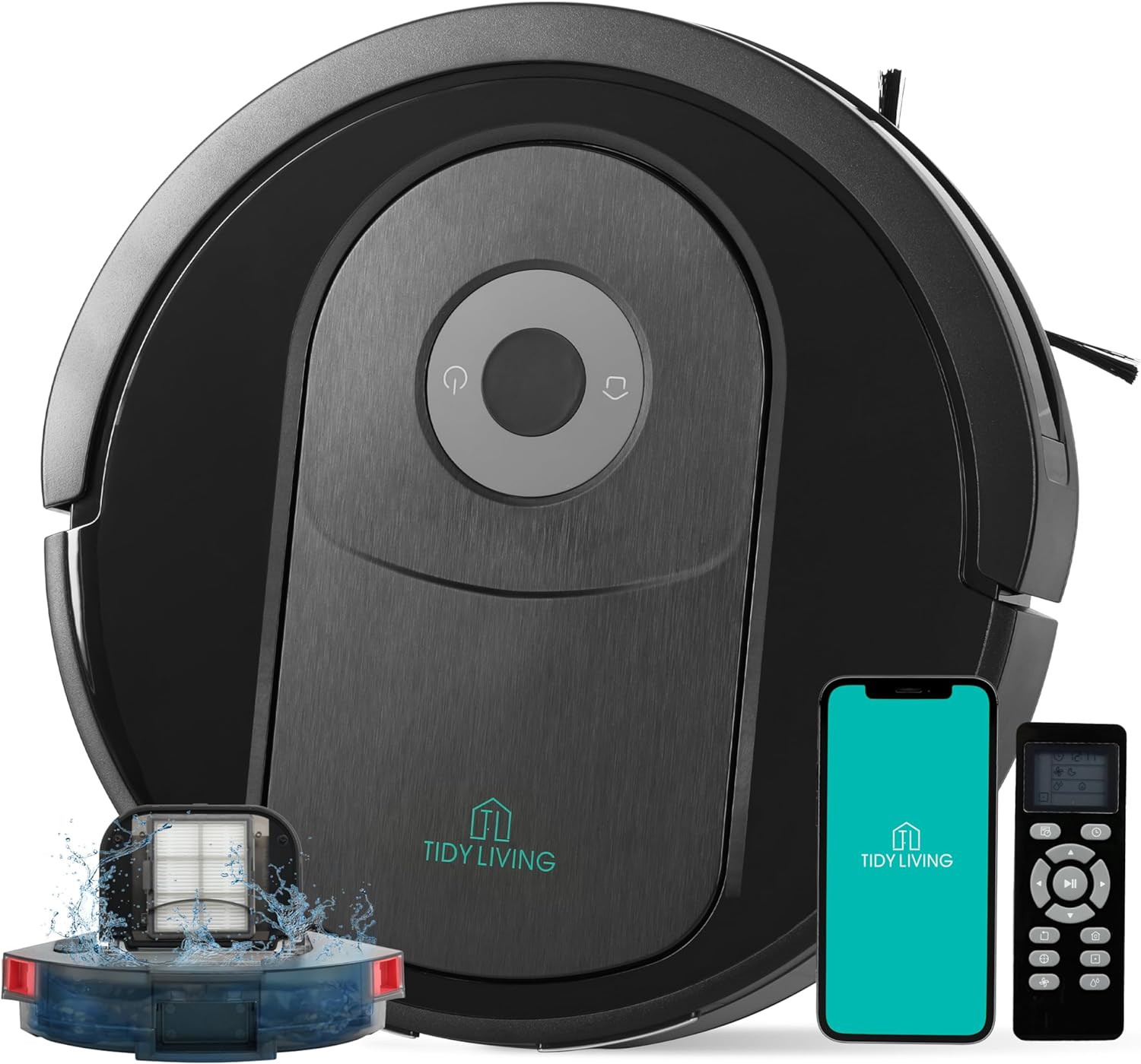 Robot Vacuum And Mop Combo, 4000Pa Automatic Vacuum Cleaner Robot With Watertank And Dustbin, Self Charging Smart Vacuum Robot Compatible With App, Perfect For Pet Hair, Hard Floor And Carpet Black