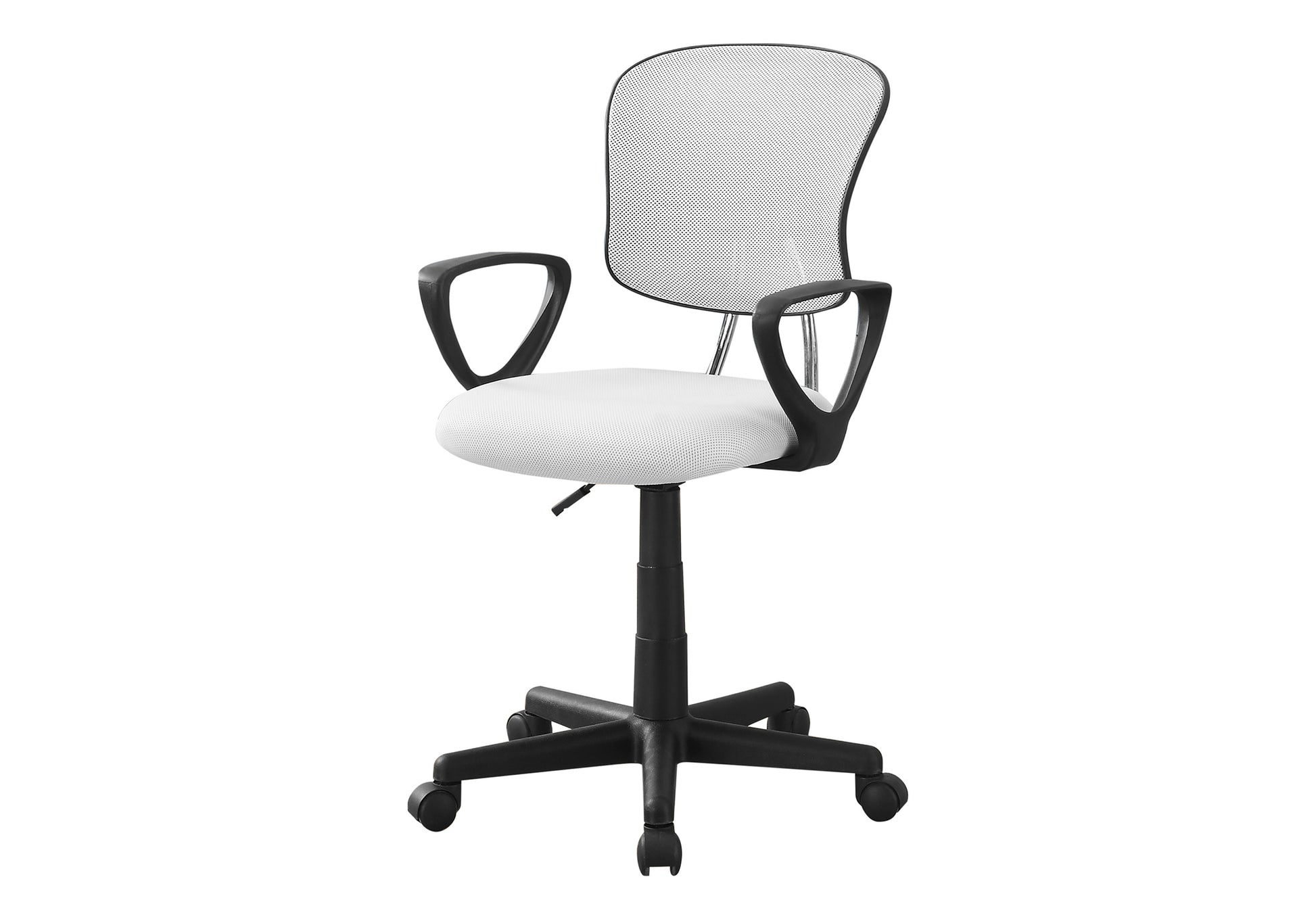 Office Chair, Adjustable Height, Swivel, Ergonomic, Armrests, Computer Desk, Work, Juvenile, White Mesh, Black Metal, Contemporary, Modern White Foam Polyester