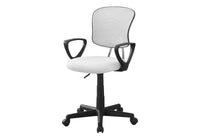 Office Chair, Adjustable Height, Swivel, Ergonomic, Armrests, Computer Desk, Work, Juvenile, White Mesh, Black Metal, Contemporary, Modern White Foam Polyester