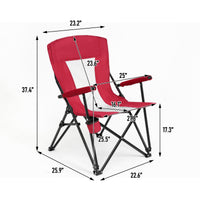 Steel Folding Mesh Quad Camping Chair, With Cup Holder, & Carry Bag Blue Red Seats 2 Steel