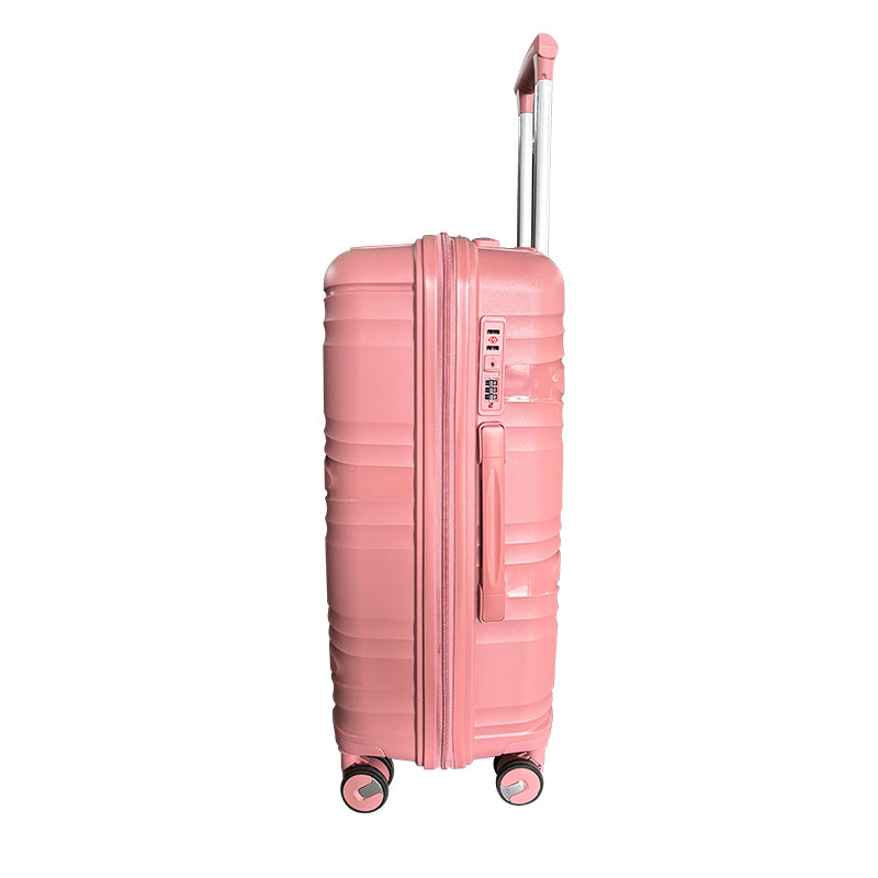 Hard Shell Luggage, 3 Piece Set, With Tsa Lock, 20 Inches 24 Inches 28 Inches Rose Gold Polypropylene