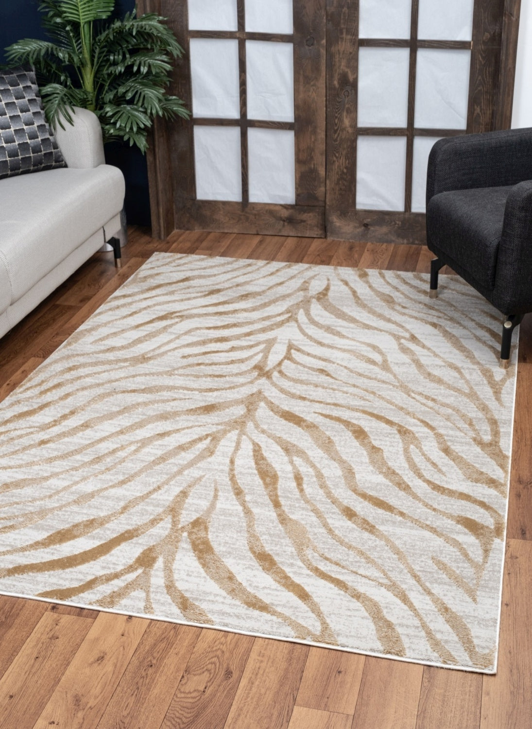 Elegance Gc Cnc6007 Gold 5 Ft. 3 In. X 7 Ft. 3 In. Area Rug Gold Polyester