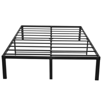 14 Inch Bed Frame Queen Size Heavy Duty Steel Slat Support Metal Platform Queen Bed Frame No Box Spring Needed, Easy Assembly, Black Queen Black Metal