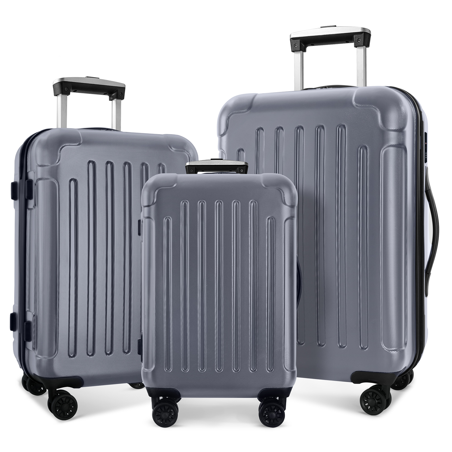 Luggage 3 Piece Sets With Spinner Wheels Abs Pc Lightweight 20 24 28 , Grey Grey Abs Pc