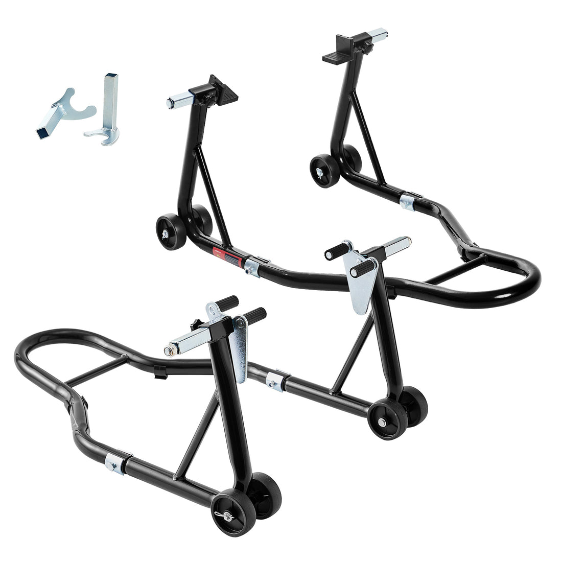 Motorcycle Stand 850Lb Sport Bike Front & Rear Wheel Lift Swingarm Paddock Stands Black,U L Black Steel