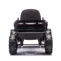 Ride On Tractor With Trailer,24V Battery Powered Electric Tractor Toy, 200W*2Motor 1.86 4.97Mph Remote Control,Electric Car For Kids,Three Speed Adjustable,Usb,Mp3 ,Bluetooth,Led Light, Safety Belt Black Polypropylene