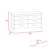 Double Dresser, Four Legs, 6 Drawer, Superior Top, White White Solid Wood Mdf Engineered Wood