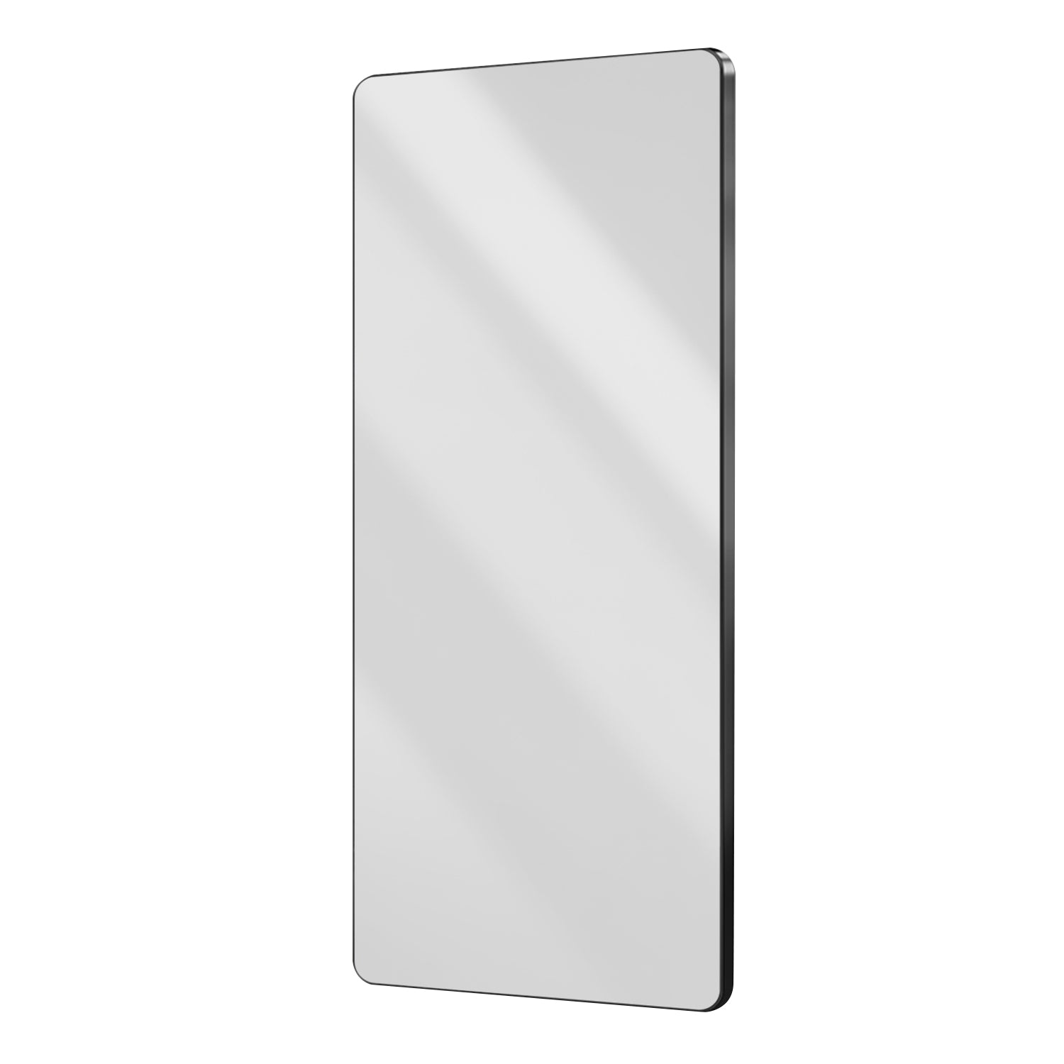Aluminum Floor Mirror Full Length Mirrors Leaning Rounded Corner Rimless Standing Large Mirror Bedroom,Shop,Office,Hotel 5Mm Silver Mirror Black Glass