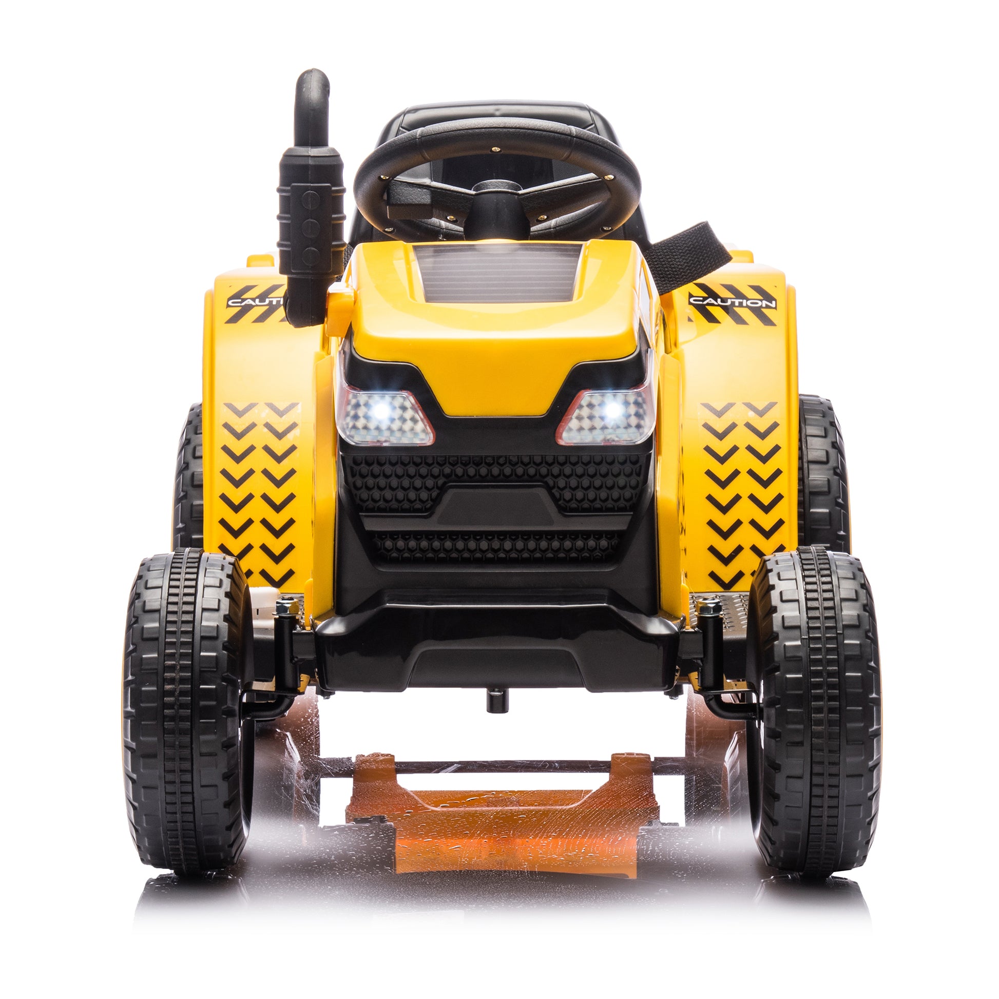 12V Kids Ride On Electric Tractor Black Knight,Kids Ride On Toy.2Wd,Non Skid Tires, Steering Wheel, Foot Pedal,With Removable Storage Tug,Light,Bluetooth,Music,Mp3,Usb,Power Display For Kids Aged 3 . Yellow 50 99 Lbs Polypropylene