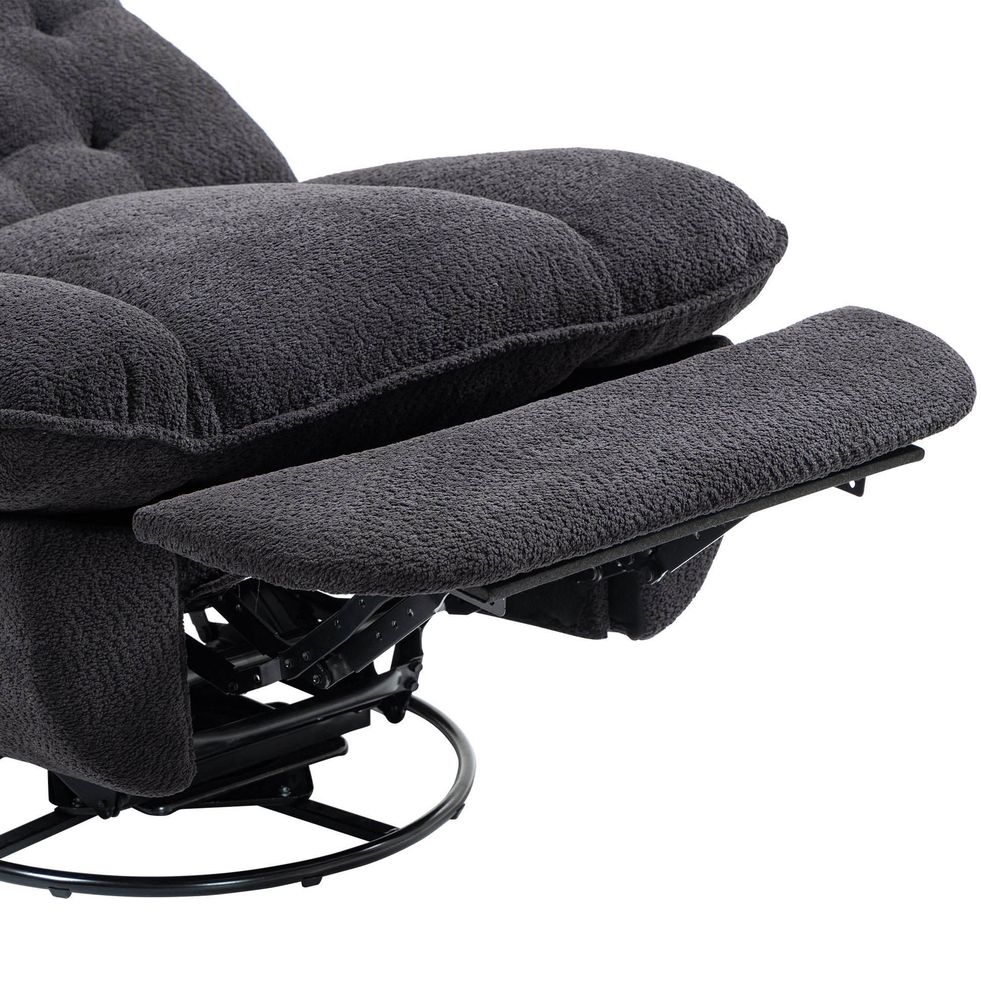 360 Swivel Recliner Adjustable Chair Chenille Glider Swivel Reclining Sofa Chair With Black Metal Round Base Black Black Foam Upholstered