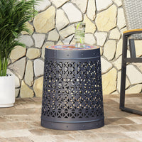 Cranbrook Side Table Dark Blue Ceramic Tile Iron