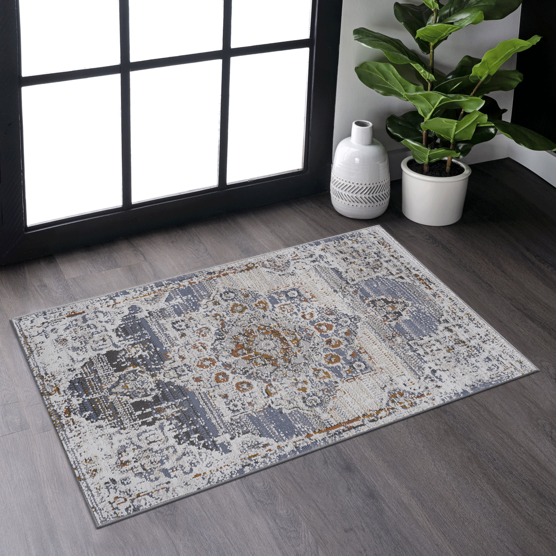 Naar Payas Collection 2X3 Cream Gold Medallion Non Shedding Living Room Bedroom Dining Home Office Stylish And Stain Resistant Area Rug Cream Polyester