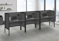 Office Cubicle, 48"L, Desk, Work, Commercial Grade, Grey Laminate, Black Metal, Contemporary, Modern Grey Particle Board