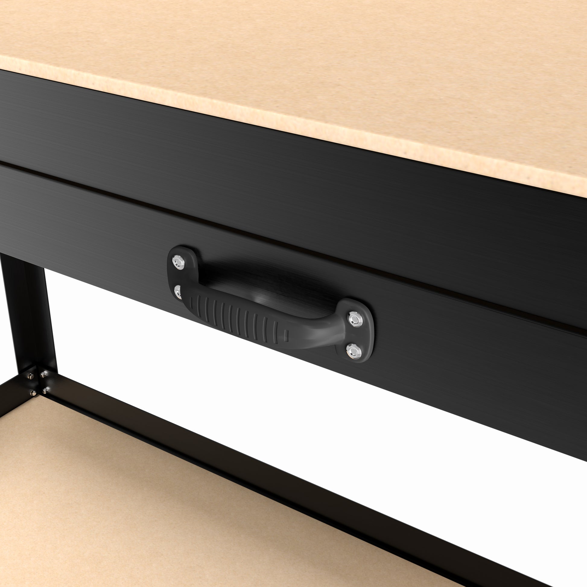 63" Tools Cabinet Working Tables Workbench Tool Storage Workshop Table With Drawers And Pegboard Black Steel